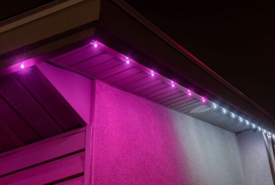 Attached image file A purple lights on a building.